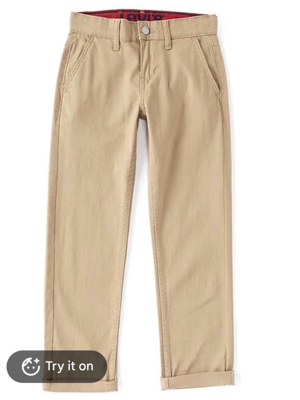 Boys Tan Straight-Leg Pants khaki jeans 16R